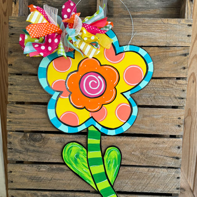 Fun Colorful Spring Flower Door Hanger