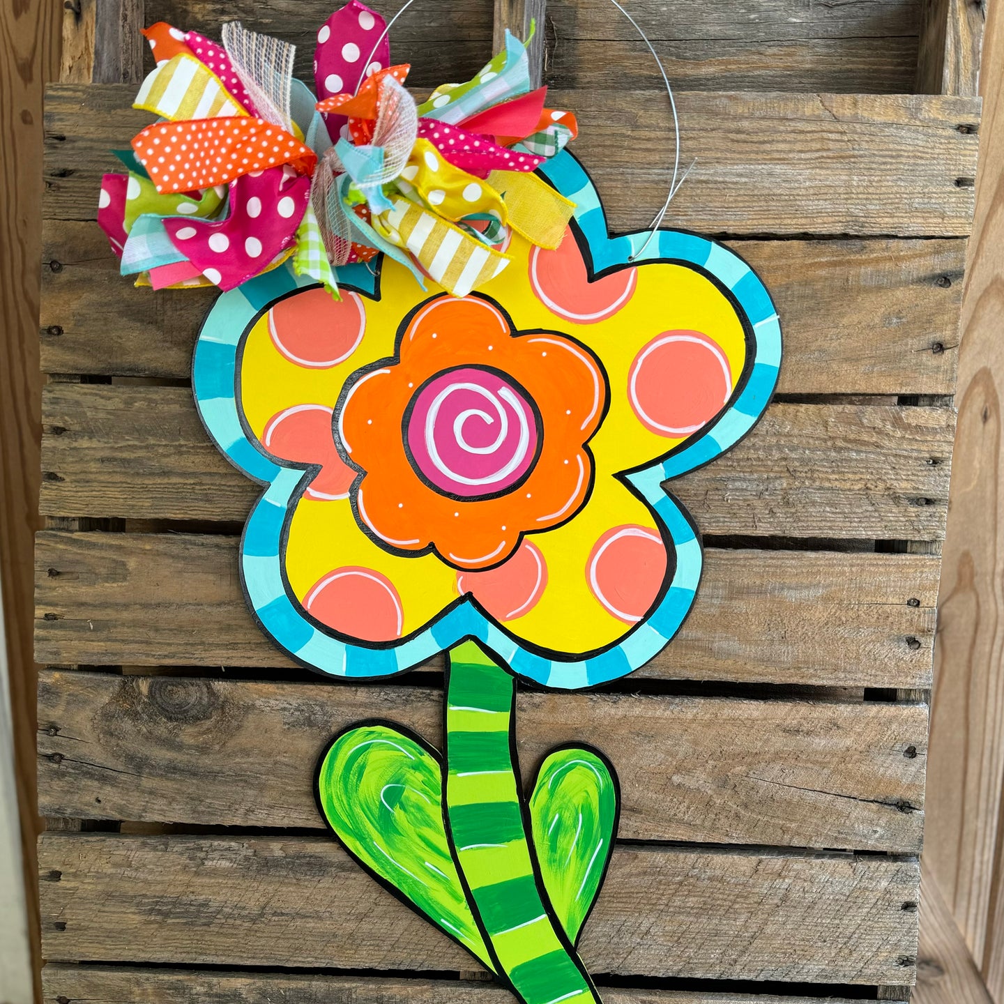 Fun Colorful Spring Flower Door Hanger