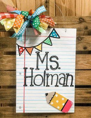 Notebook Paper Door Hanger