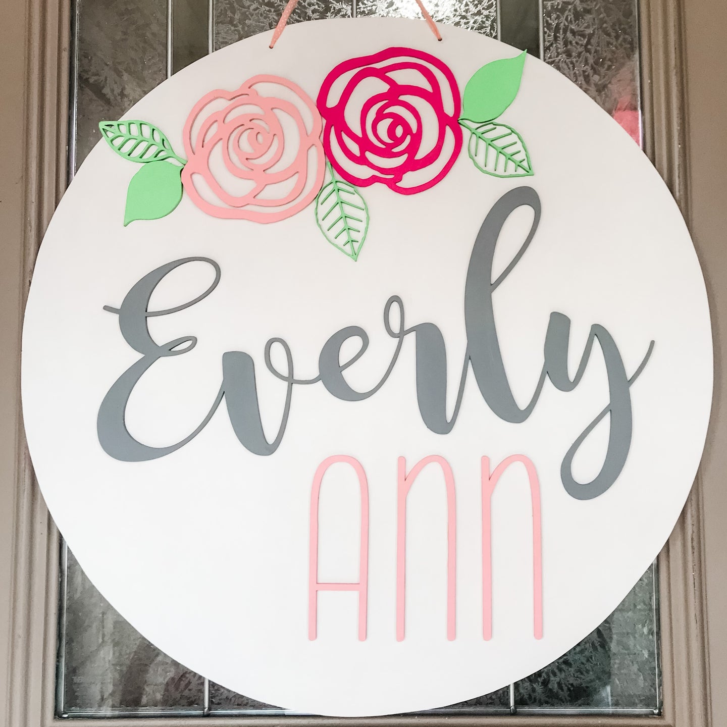 3D Floral baby name Door Hanger