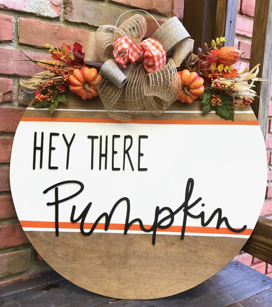 Hey There Pumpkin Door Hanger with Greenery