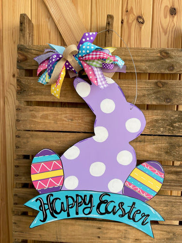 Purple Polka Dot Bunny and Eggs
