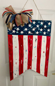 Patriotic Palette Knife Painted Flag Door Hanger