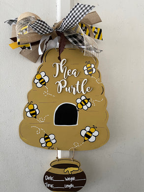 Bumble Bee Hive and Honey Pot Door Hanger
