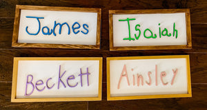 Child Name Hand Written Wooden sign