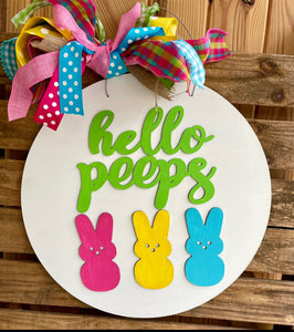 Hello Peeps Door Hanger