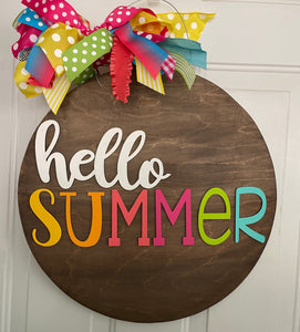 Hello Summer Colorful Door Hanger