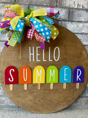 Hello Summer Popsicle Door Hanger