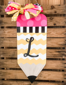 Personalized Pencil Door Hanger chevron