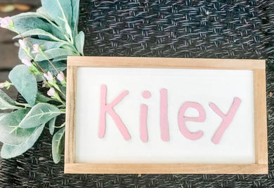 Child Name Hand Written Wooden sign