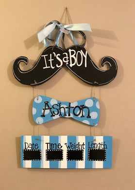 Mustache Baby Boy Door Hanger