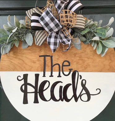 Rustic Round Half White Door Hanger