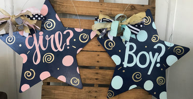 Star (SET of 2) Gender Reveal Door Hangers