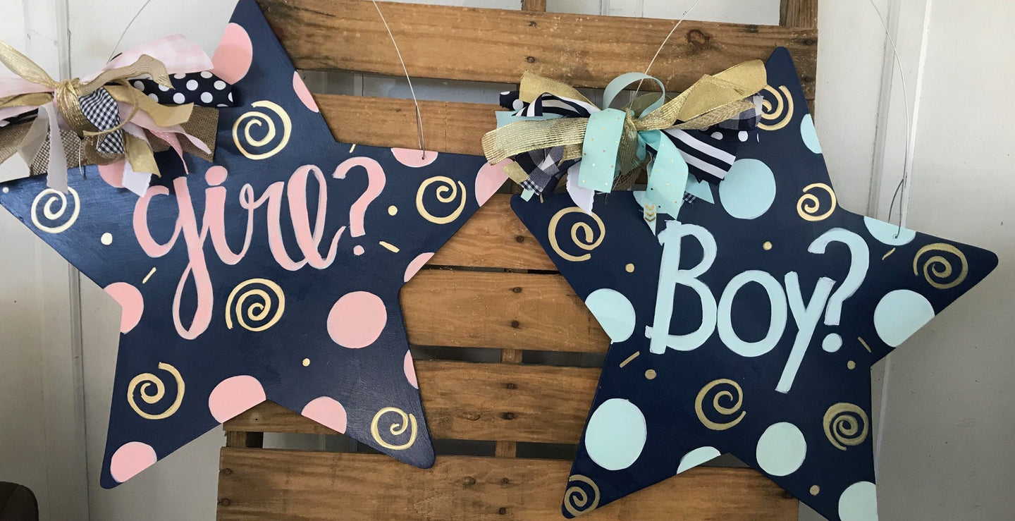 Star (SET of 2) Gender Reveal Door Hangers