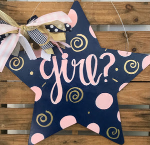 Star (SET of 2) Gender Reveal Door Hangers