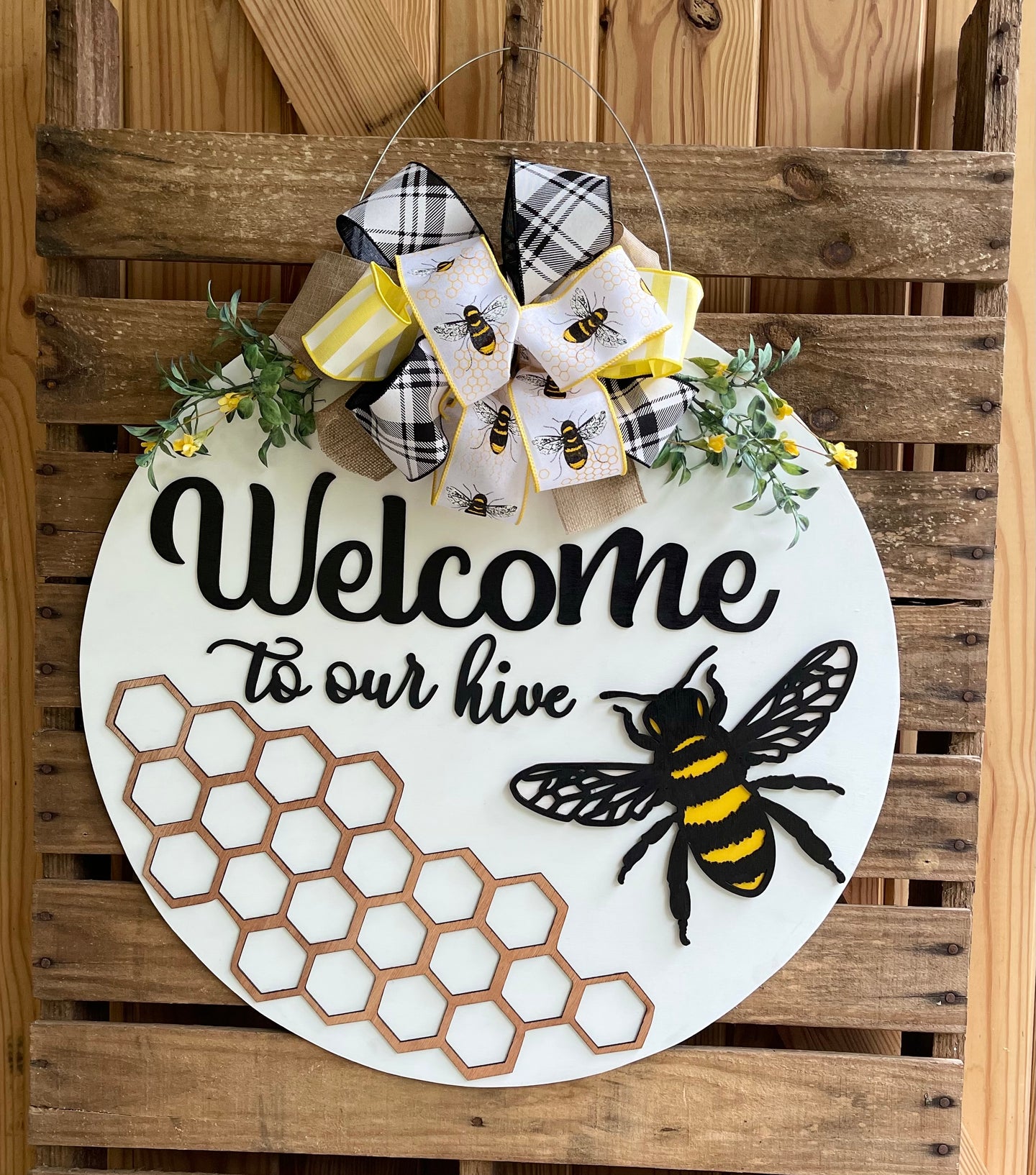 Personalized 3D Teacher Bee Hive Decor Door Sign, Custom Teacher