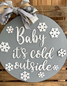 Gray Snowflake Winter Door Hanger