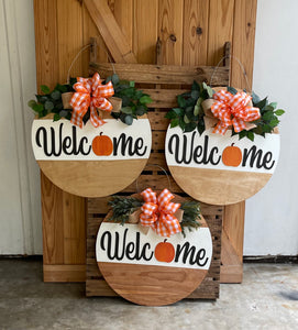 Welcome with a pumpkin Door Hanger