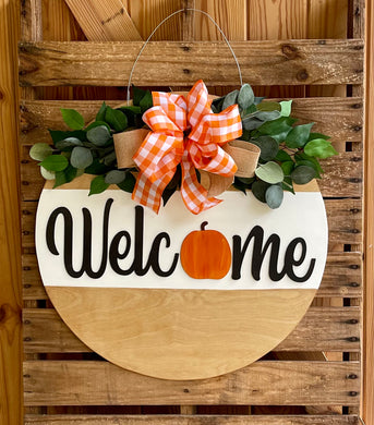 Welcome with a pumpkin Door Hanger