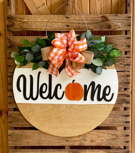 Welcome with a pumpkin Door Hanger