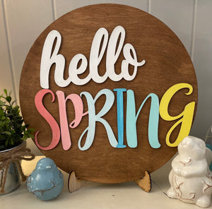 Hello Spring 3D Door Hanger