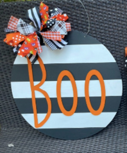 Striped Boo Door hanger