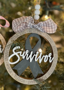 Breast Cancer Ribbon Christmas Ornaments