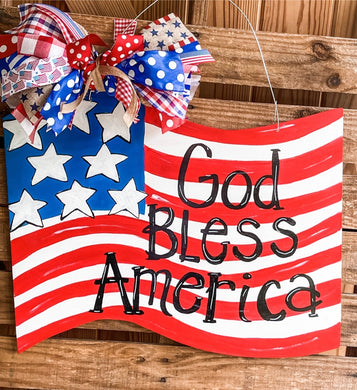 God Bless America Flag Door Hanger