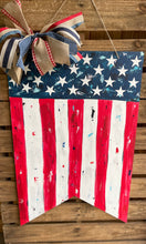 Load image into Gallery viewer, Palette Knife Painted Flag. This one is 19”x32”.  Email us at shop@southernhangers.com with any questions or special orders.