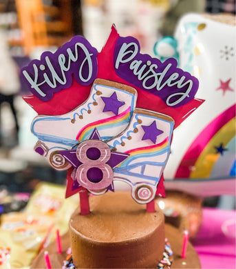 Adorable Skating Party Cake Topper