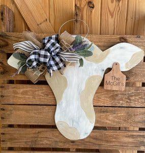 Distressed Cow Door Hanger