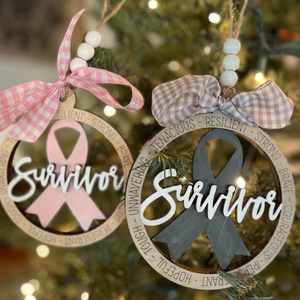 Cancer Ribbon Christmas Ornaments