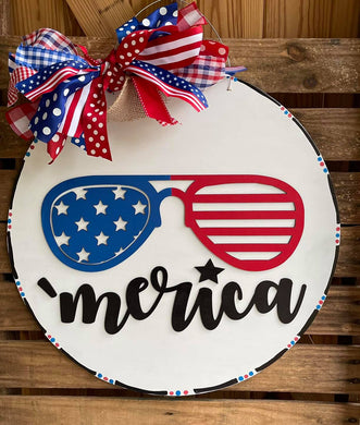 'Merica Patriotic Sunglasses Door Hanger